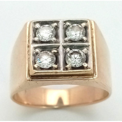 1244 - A Vintage 9K Yellow Gold White Stone Ring. Size M 1/2. 6.68g total weight.