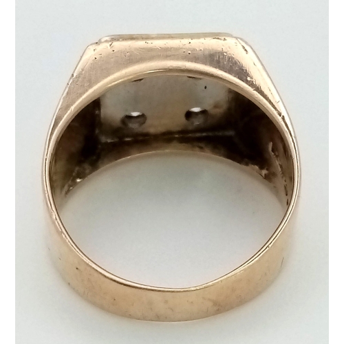 1244 - A Vintage 9K Yellow Gold White Stone Ring. Size M 1/2. 6.68g total weight.