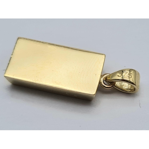 475 - 9K YELLOW GOLD BAR INGOT PENDANT 1.6G