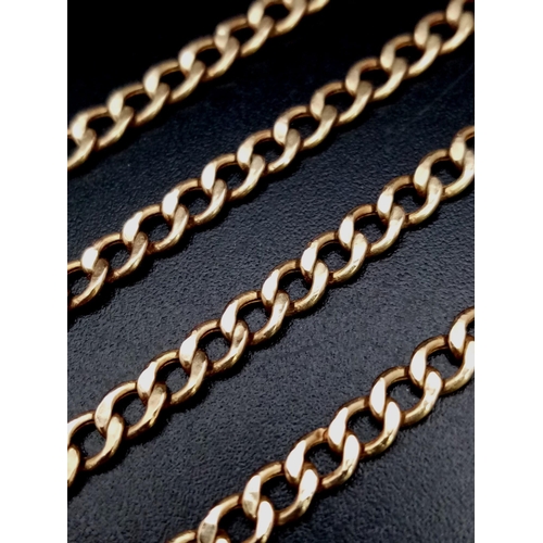 512 - A Vintage Italian 9K Yellow Gold Flat Curb Link Necklace. 46cm. 3.51g