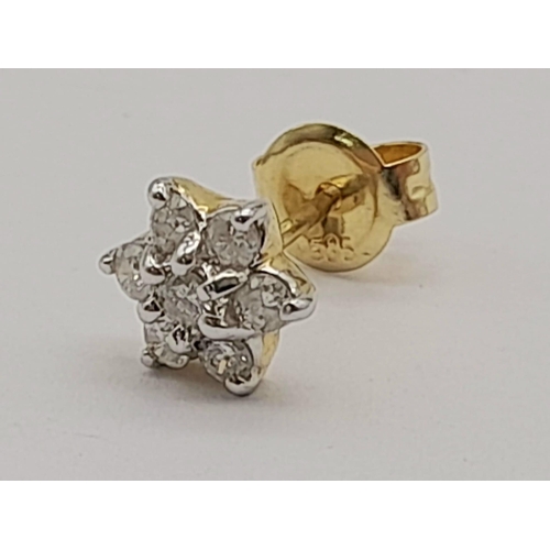 650 - A sing 18 K yellow gold diamond (0.15 carats) stud earring , weight: 0.5 g.