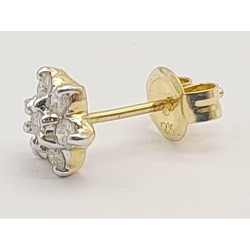 650 - A sing 18 K yellow gold diamond (0.15 carats) stud earring , weight: 0.5 g.