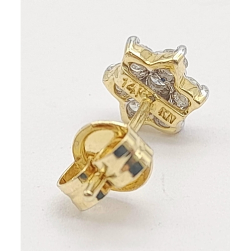 650 - A sing 18 K yellow gold diamond (0.15 carats) stud earring , weight: 0.5 g.