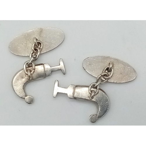 781 - A Vintage or Antique Pair of Silver Middle Eastern Jambiya Dagger Cufflinks 2.2cm Long, weight 8.77 ... 