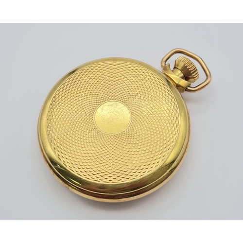 969 - A Vintage Ingersoll Gold Plated Pocket watch. Top winder. White dial with sub dial. In good conditio... 