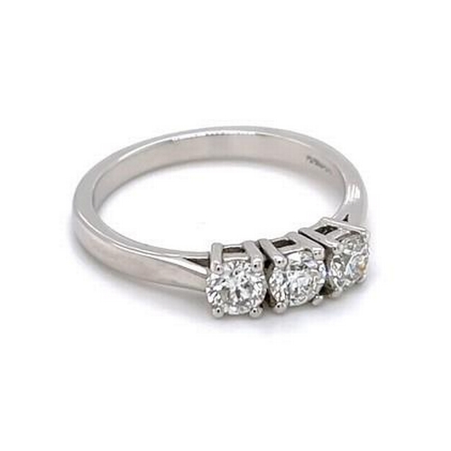 296 - 18k white gold 3 stone set diamond ring, 0.71ct round shaped diamonds in total, size N1/2, brand new... 