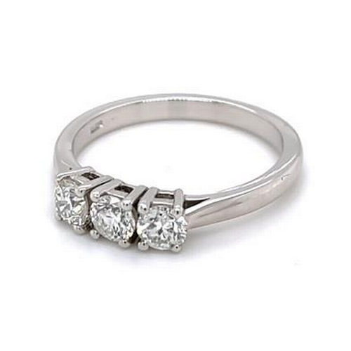 296 - 18k white gold 3 stone set diamond ring, 0.71ct round shaped diamonds in total, size N1/2, brand new... 