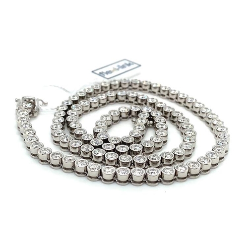 345 - A gorgeous 10ct round diamond tennis necklace, set in 18k white gold, 43cm long, brand new condition... 