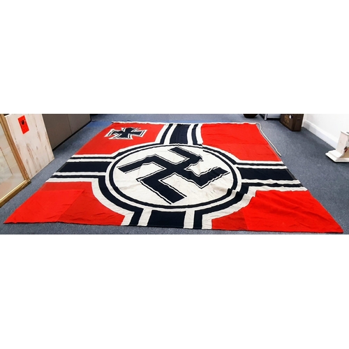 1047 - The Smaller Brother of Lot 1040. An Original German WW2 Nazi Large Reichkriegsflagge Battleship Ensi... 