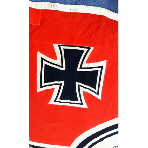 1047 - The Smaller Brother of Lot 1040. An Original German WW2 Nazi Large Reichkriegsflagge Battleship Ensi... 