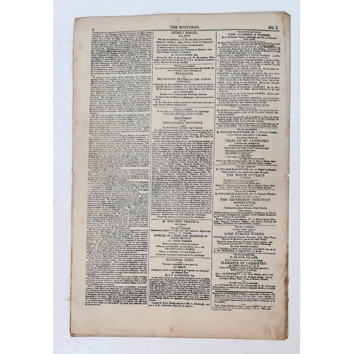 1088 - Issue No 1 of the Scotsman, January 25th 1817. In good condition for a 200 year old paper.