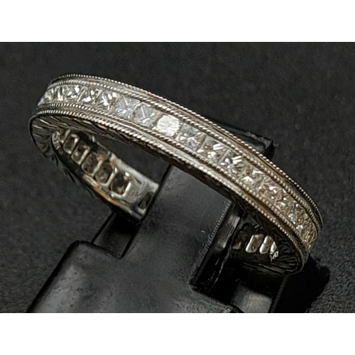 240 - A 9K White Gold Full-Eternity Diamond Ring. Size K. 1ct approx. 2.75g total weight.