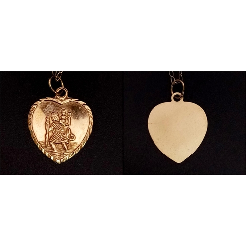 632 - A 9K Yellow Gold St. Christopher Pendant on a 9K Yellow Gold Disappearing Necklace. 42cm and 15mm. 1... 