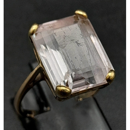 361 - A 14K Yellow Gold Rose Quartz Gemstone Ring. Size N. 4.54g total weight.