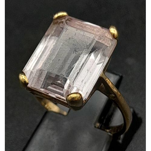 361 - A 14K Yellow Gold Rose Quartz Gemstone Ring. Size N. 4.54g total weight.