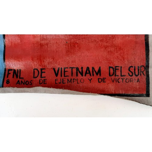 954 - Vietnam War Era Cloth Propaganda Poster. Hand Painted onto cotton material and varnished. This type ... 