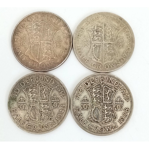 1035 - A Parcel of 4 Pre-1947 Silver Half Crown Coins. 2 x George V 1935 (1 Mint State- Excellent Toning, 1... 