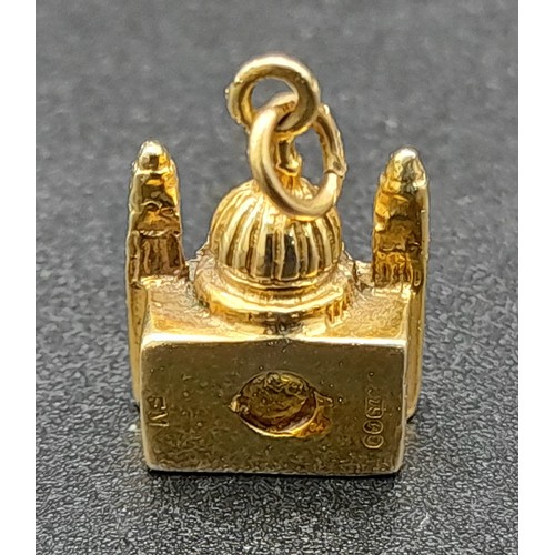 333 - 9K YELLOW GOLD ST PAULS  CHARM STONE SET 3.8G