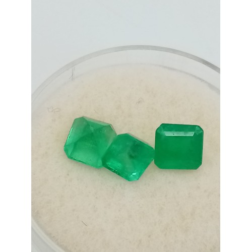 358 - A Parcel of 3 Colombian Emeralds, Square Cut 2.03 Total Carats.