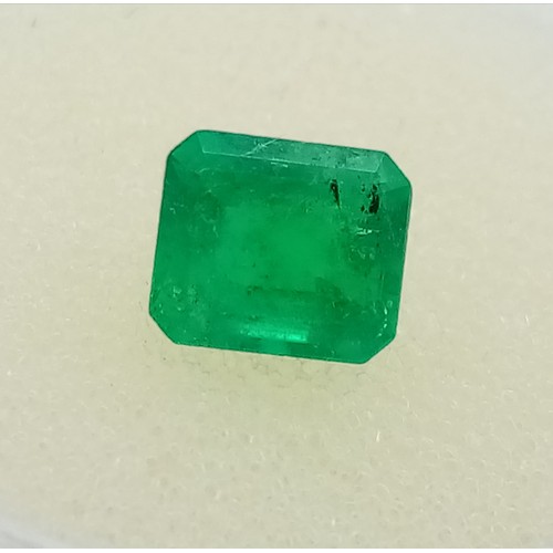 351 - A Single Columbian Emerald Rectangle Cut 6x5mm 0.88 Carats.