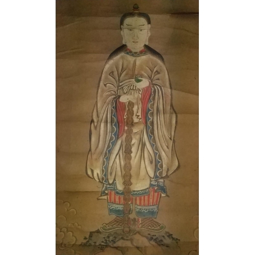 60 - Antique late Kamakura period 1336-1333 Japanese Buddhist temple scroll painting of a Buddha. Rare  E... 