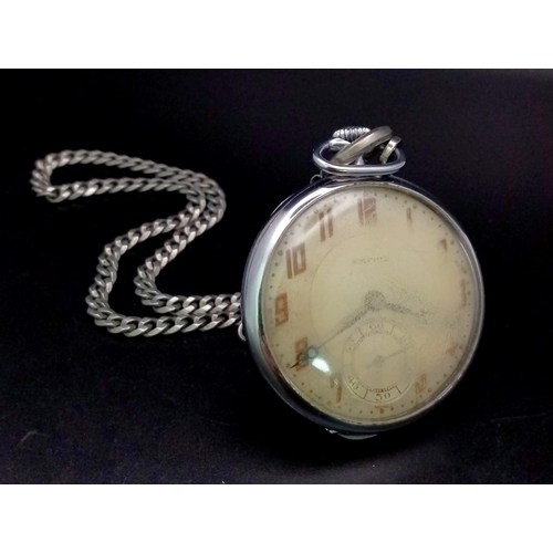 430 - A Rare Antique Japanese SEIKOSHA,  Seiko pocket watch with fob chain, with sub-dail second hand. Fac... 