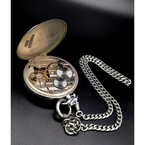 430 - A Rare Antique Japanese SEIKOSHA,  Seiko pocket watch with fob chain, with sub-dail second hand. Fac... 