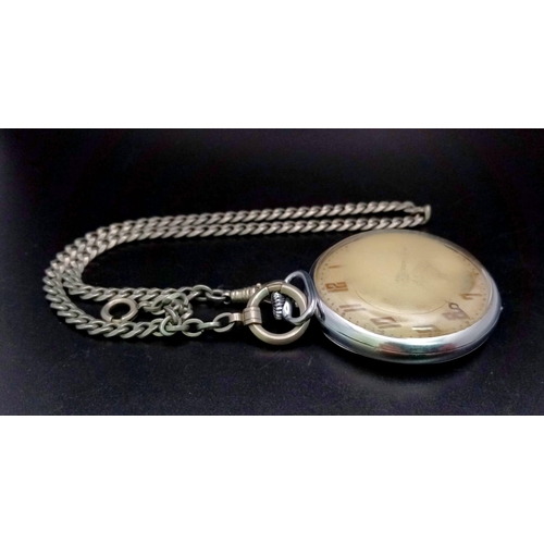 430 - A Rare Antique Japanese SEIKOSHA,  Seiko pocket watch with fob chain, with sub-dail second hand. Fac... 