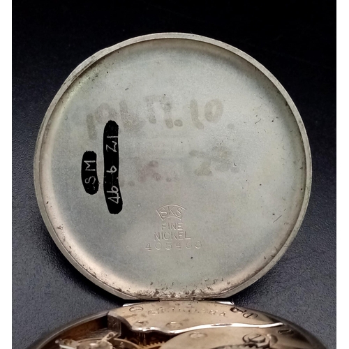 430 - A Rare Antique Japanese SEIKOSHA,  Seiko pocket watch with fob chain, with sub-dail second hand. Fac... 