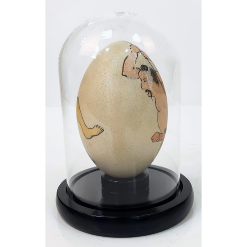 125 - A Japanese, hand painted, ostrich egg, depicting a humorous (and acrobatic) erotic scene after the f... 