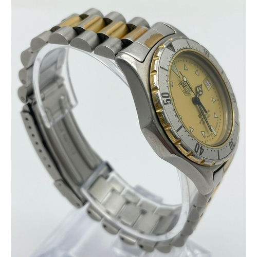 144 - A Tag Heuer 2000 Professional 200m, Swiss Made, Stainless Steel Bracelet Watch. Gold Tone, Yellow Fa... 