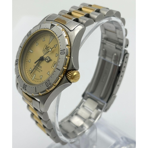 144 - A Tag Heuer 2000 Professional 200m, Swiss Made, Stainless Steel Bracelet Watch. Gold Tone, Yellow Fa... 