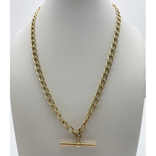 5 - A Vintage British Heritage T-Bar 9K Gold Chain. 44cm. 24.46g. Comes in original presentation case.