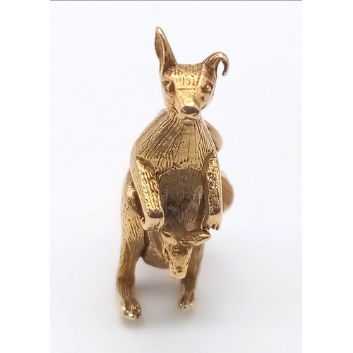 422 - A KANGAROO CHARM OR PENDANT IN 9K GOLD . 8.5gms