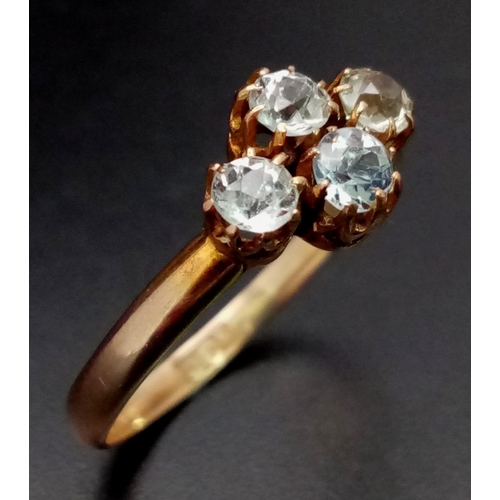 172 - 9k GOLD and stone set RING having four sparkling round cut stones  mounted to top, 1.92 grams. Size ... 