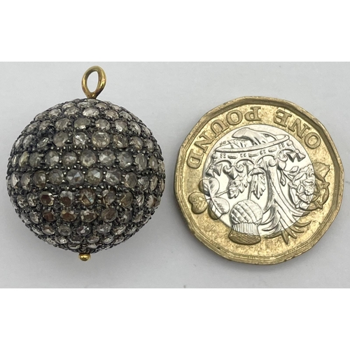 1633 - An 18K Gold Diamond Encrusted Glitterball Pendant. Over 2.5ct diamond weight. 7.45g total weight.