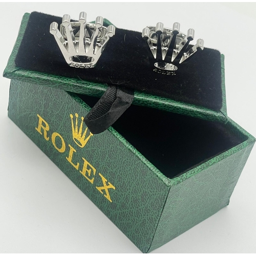 174 - A rare and collectible, genuine ROLEX pair of cufflinks in its original presentation box.