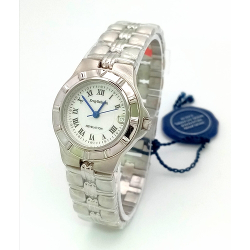 A Krug Baumen Revelation Ladies Quartz Watch. Stainless steel bracelet and case 27mm. White dial w