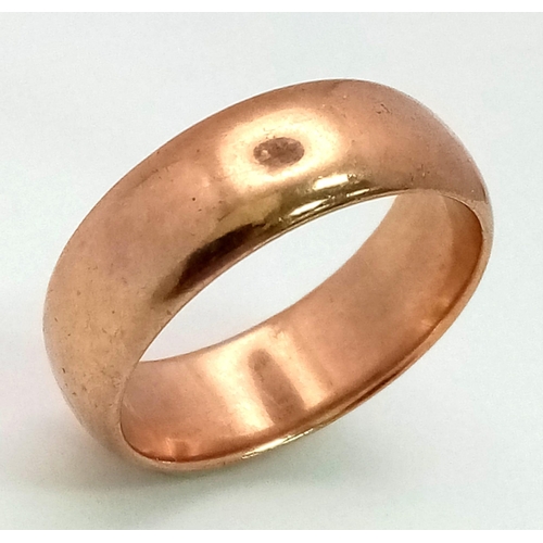 29 - A Vintage 9K Rose Gold Band Ring. Size U. 8.53g.