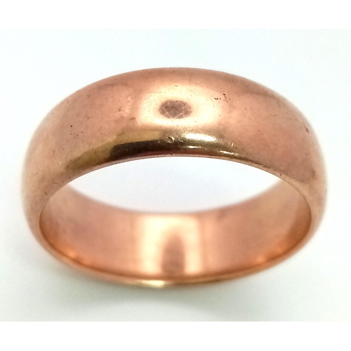 29 - A Vintage 9K Rose Gold Band Ring. Size U. 8.53g.