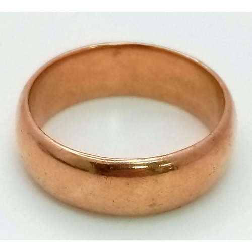 29 - A Vintage 9K Rose Gold Band Ring. Size U. 8.53g.