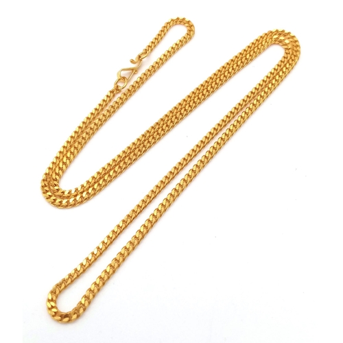 9 - A 22k Yellow Gold Flat Curb Link Necklace. 44cm. 9.35g