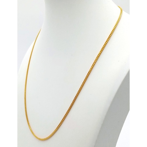 9 - A 22k Yellow Gold Flat Curb Link Necklace. 44cm. 9.35g