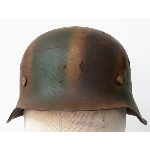 34 - WW2 Germany, Normandy M42 Helmet. Stamped E.T. 62 for the factory Eisenhutten Werke, Thale Size 62.