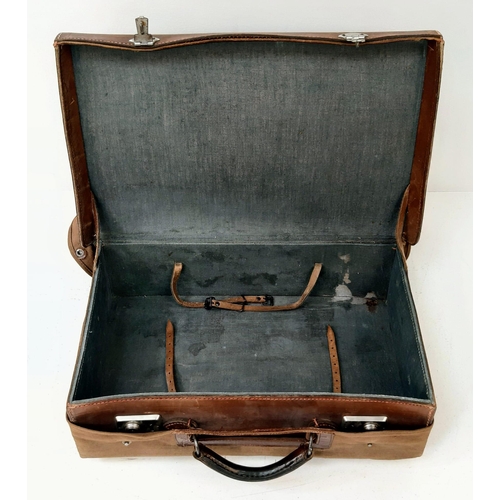 348 - WW2 German Kriegsmarine U-boat Officers Suitcase and Cover to Captain Lieutenant Heinz Wolf U-985.