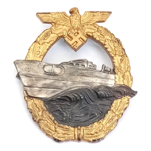 69 - WW2 German 3rd Reich Kriegsmarine “Schnell Boat” (Fast Torpedo Boat) Qualification badge in painted ... 