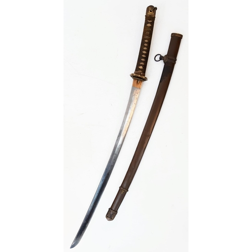 83 - WW2 Japanese Officers Sword with an ancient family blade. The sword is in an Nco’s metal scabbard. I... 