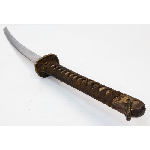 83 - WW2 Japanese Officers Sword with an ancient family blade. The sword is in an Nco’s metal scabbard. I... 