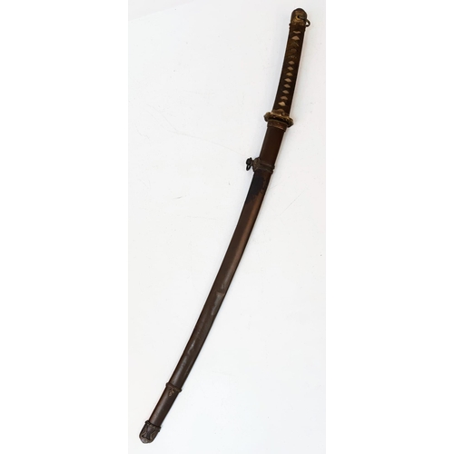 83 - WW2 Japanese Officers Sword with an ancient family blade. The sword is in an Nco’s metal scabbard. I... 