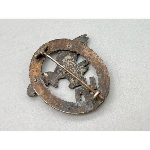 152 - WW2 German Luftwaffe Observers Badge with Professional Repair of the Period (rivet through left wing... 